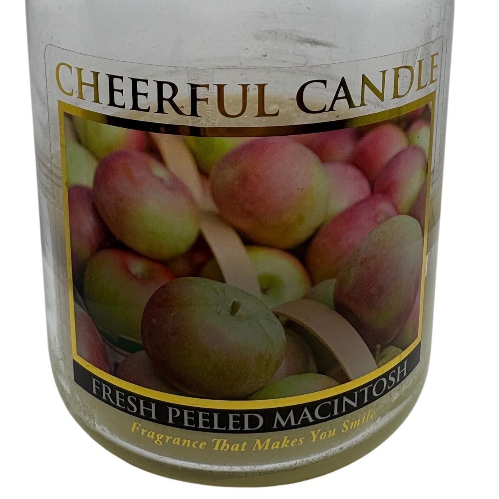 Cheerful Candle Fresh Peeled Macintosh 24oz 2-Wick Glass Jar Scented USA *Used
